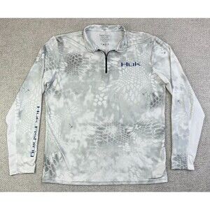 Huk Performance Fishing Shirt 1/4 Zip Men's M Kryptek Yeti Long Sleeve Outdoor